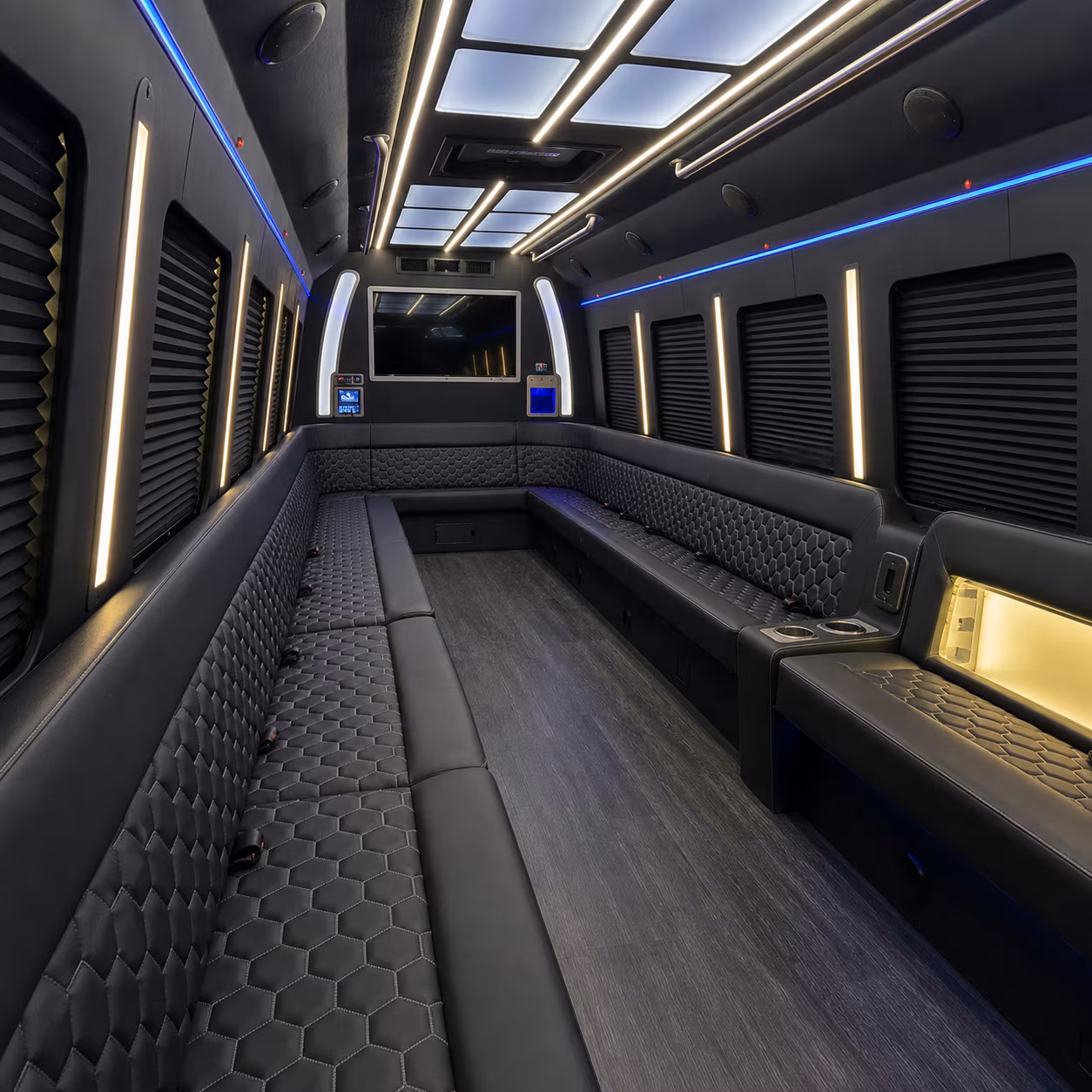 des moines party bus rental interior